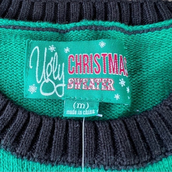 Santa Thumbs Up Cheers Beer Ugly Christmas Sweater Fair Isle Long Sleeve Med NWT - Picture 7 of 8